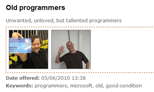 Typical stuff exchange advert offering unwanted old programmers