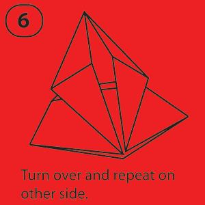 Picture of origami instruction, turn over and repeat on other side