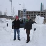 Snowbots outside Old Broadcasting House