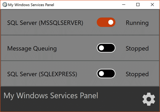 Screenshot of My Windows Services Panel