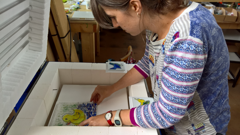 Zoë at her Leeds glass studio