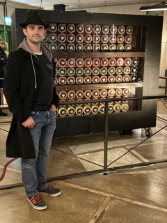 Richard Garside with the Bombe at Bletchley Park